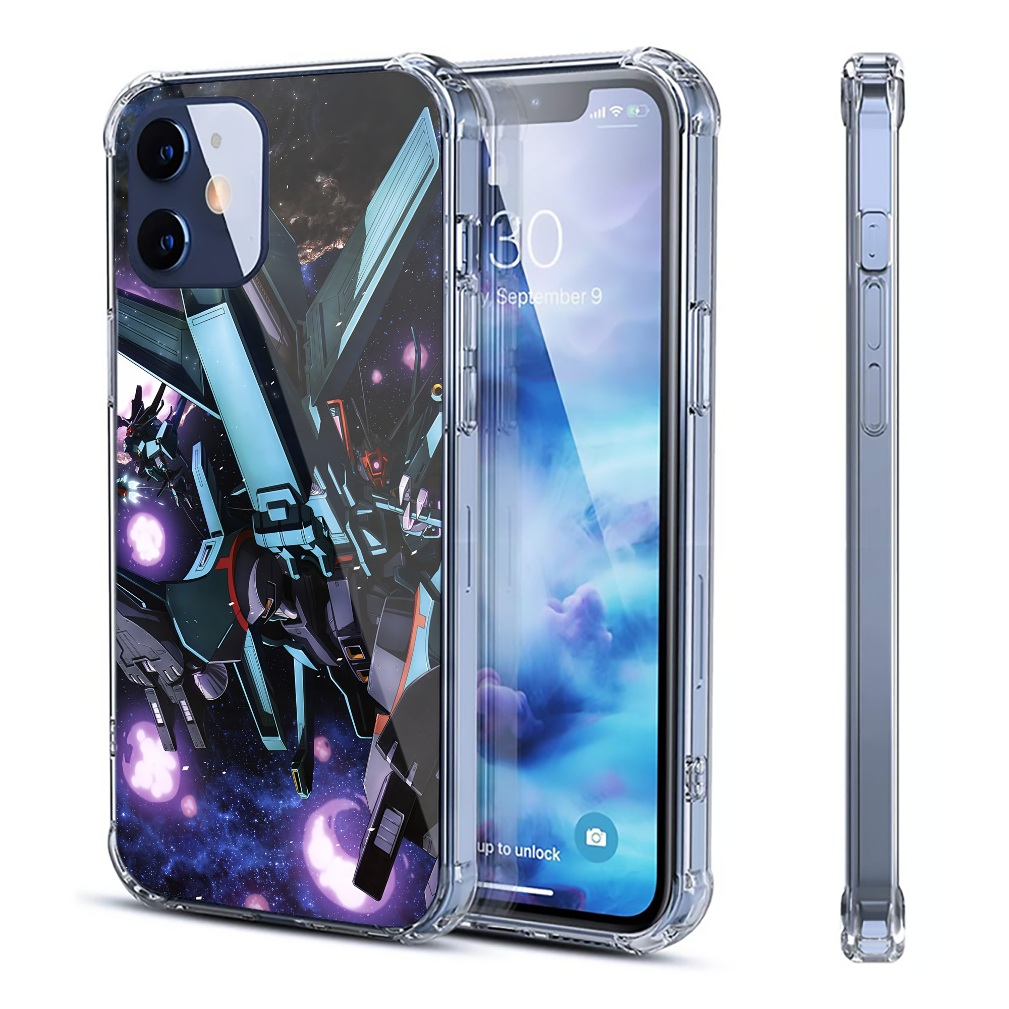 （画像用） 機動戦士ガンダム Mobile Suit Gundam 【iPhone 12シリーズ対応】透明スマホケース（クリアソフトケース）